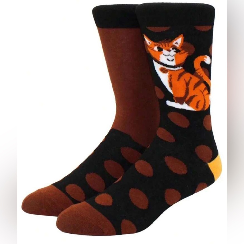 •Fancy Feline• Mismatch Unisex Polka-dot Cat Lovers Novelty Socks 3 for $21